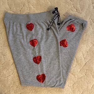 Victoria’s Secret red sequin hearts lounge pant, size S